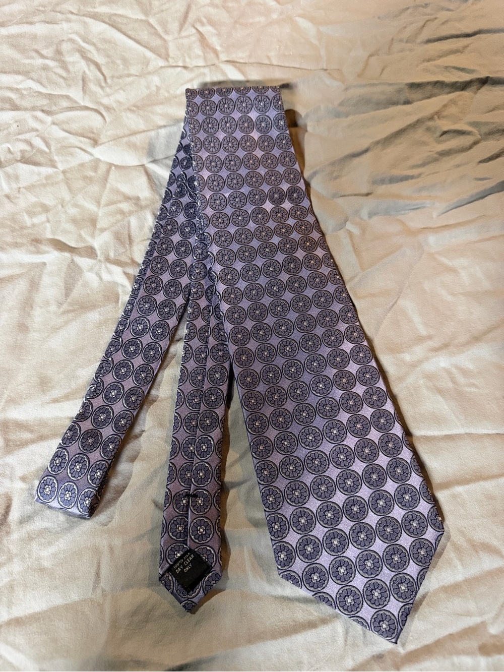 Pierre Cardin Lavender Tie with Dark Purple Medallion Pattern